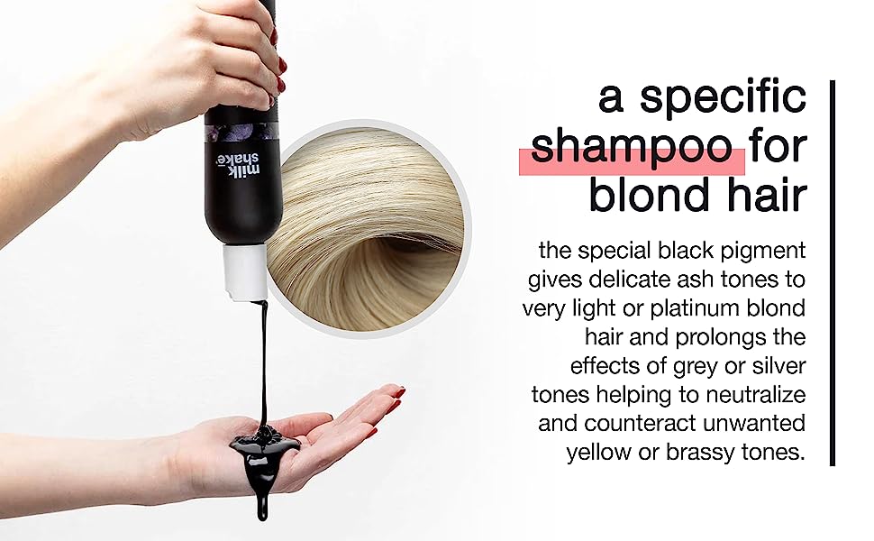 milk_shake Icy Blond Shampoo, Black Pigment Silver Shampoo for Very Light Blond and Platinum Hair