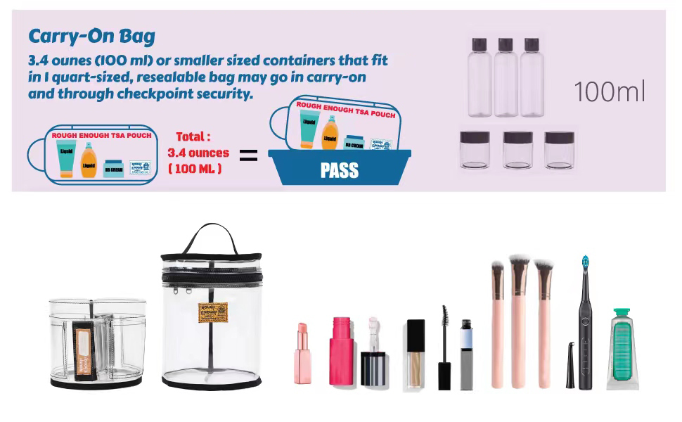 makeup brush travel camping dresser bathroom pills toiletries cosmetics clear bag pouch case
